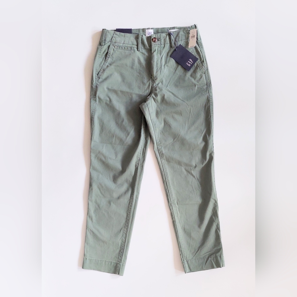 Gap Womens High Rise Stretch Straight Leg Ankle Pants Green Size 2 NWT